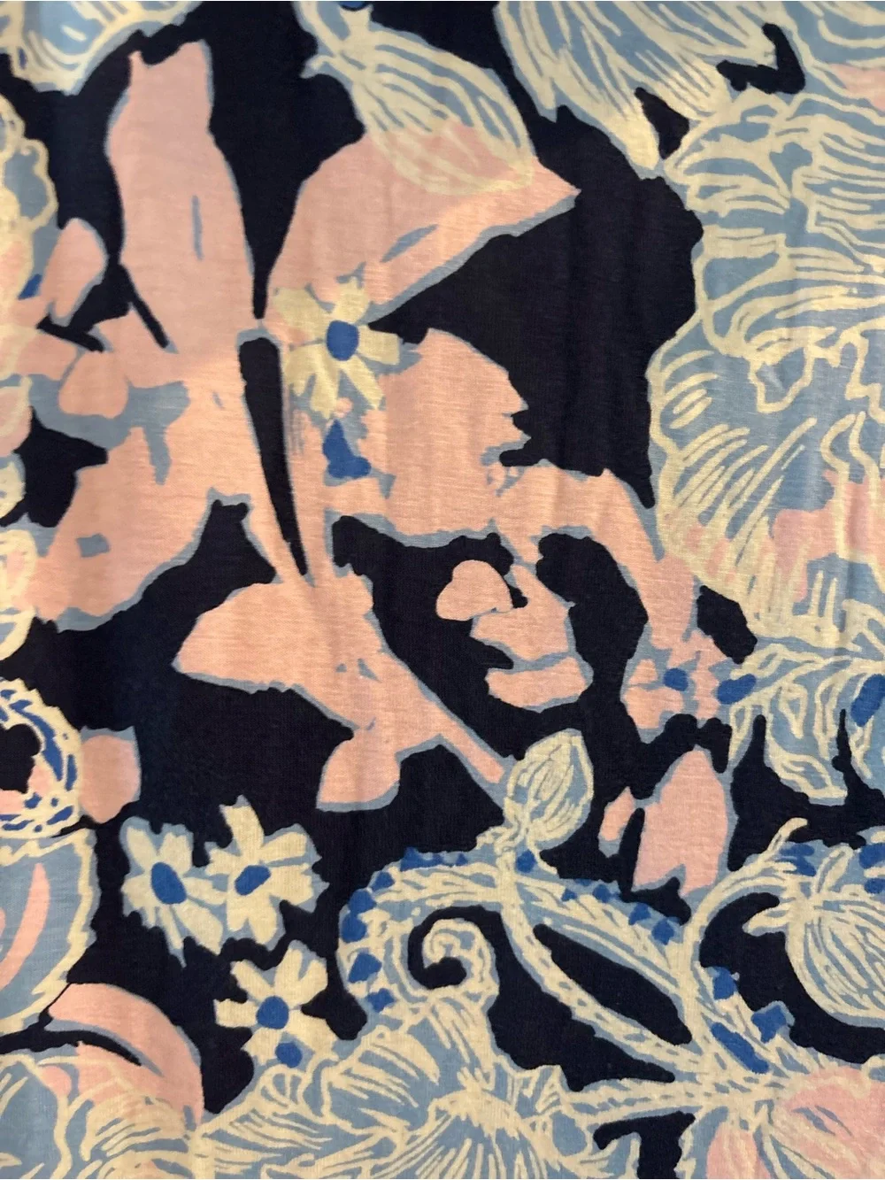 Lilly Pulitzer Navy Midi Dress with Light Blue & Pink Floral Print